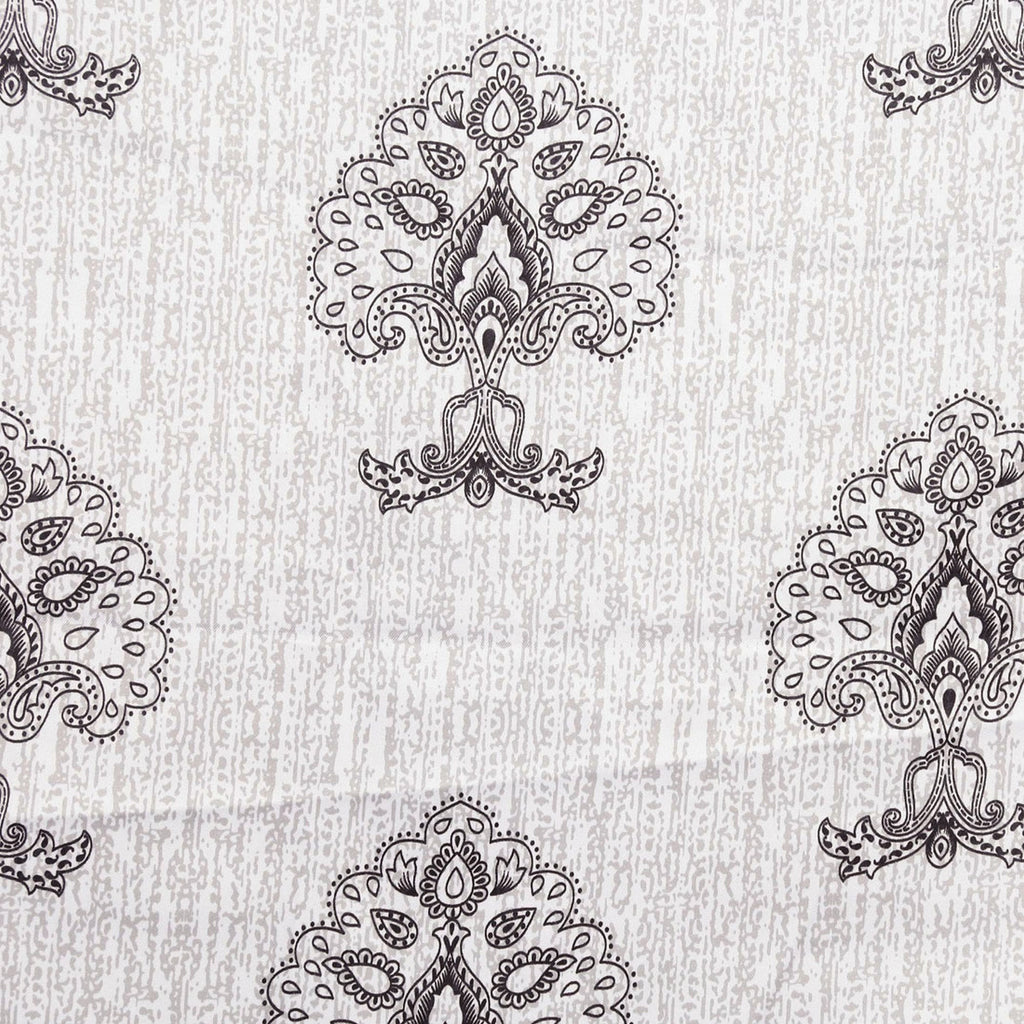 Ivory Royale Cotton Long Door Curtains Set of 2 with Elegant Mughal Motif Print
