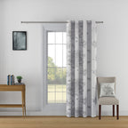 Elegant Cotton Botanical Sketch Grey Door Curtain