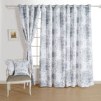 Elegant Cotton Botanical Sketch Grey Door Curtain