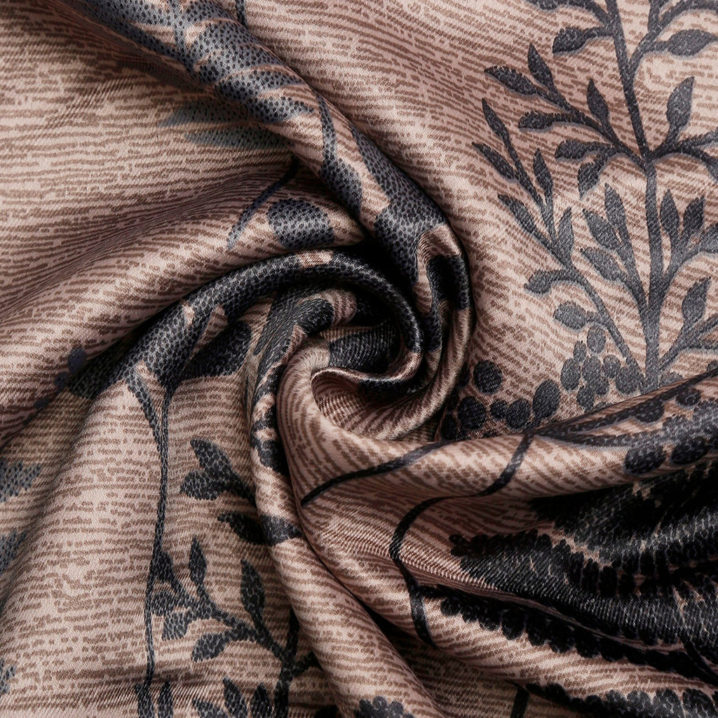 Premium Jacquard Botanical Fern Brown Door Curtain