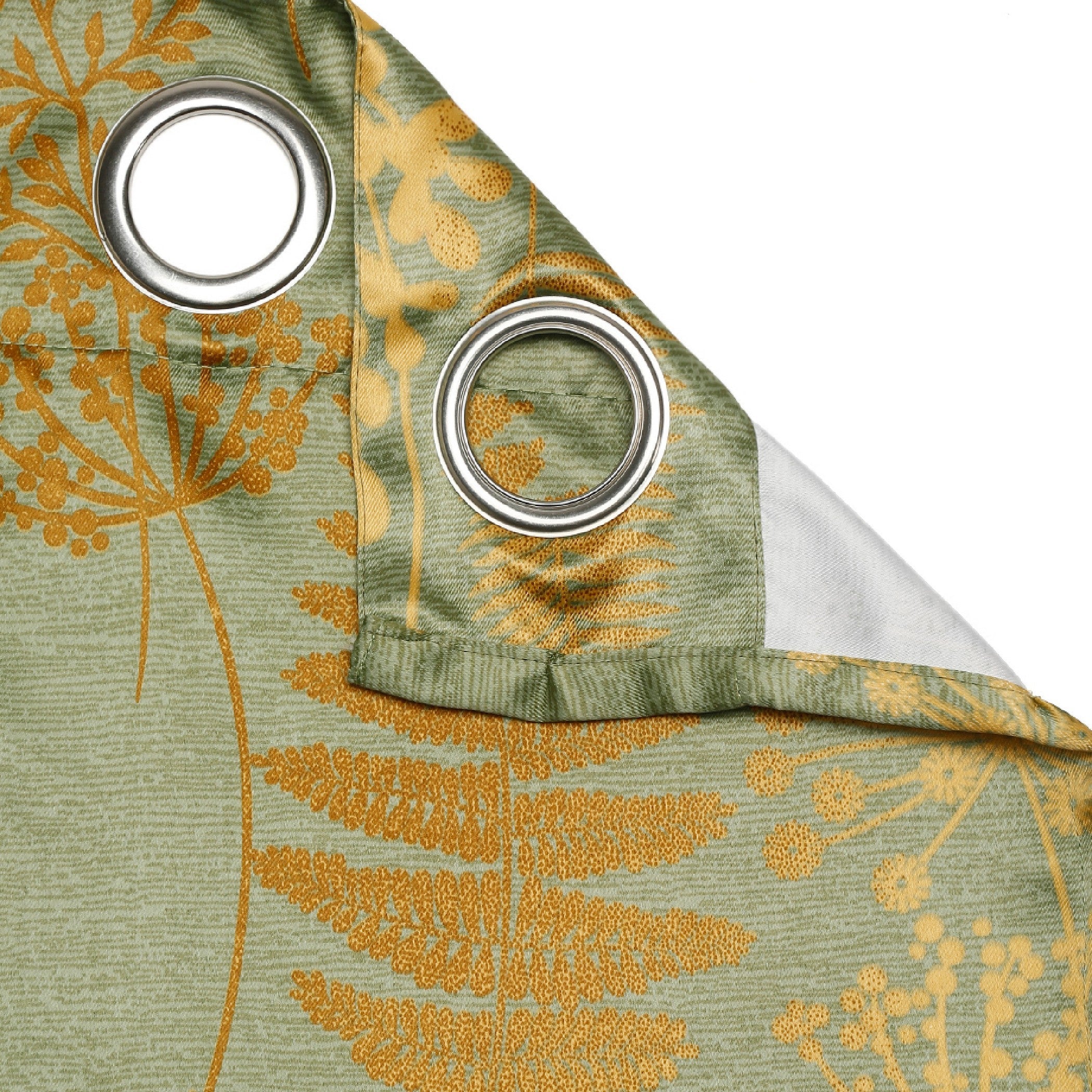 Green Botanical Leaf Print Door Curtain – 7.5 ft | Eyelet Style | Nature-Inspired Design