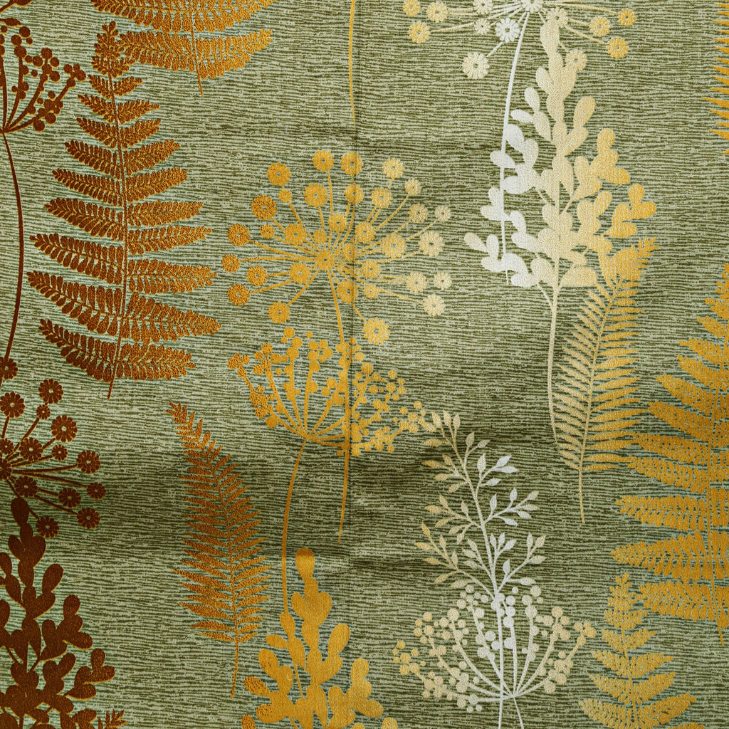 Green Botanical Leaf Print Door Curtain – 7.5 ft | Eyelet Style | Nature-Inspired Design