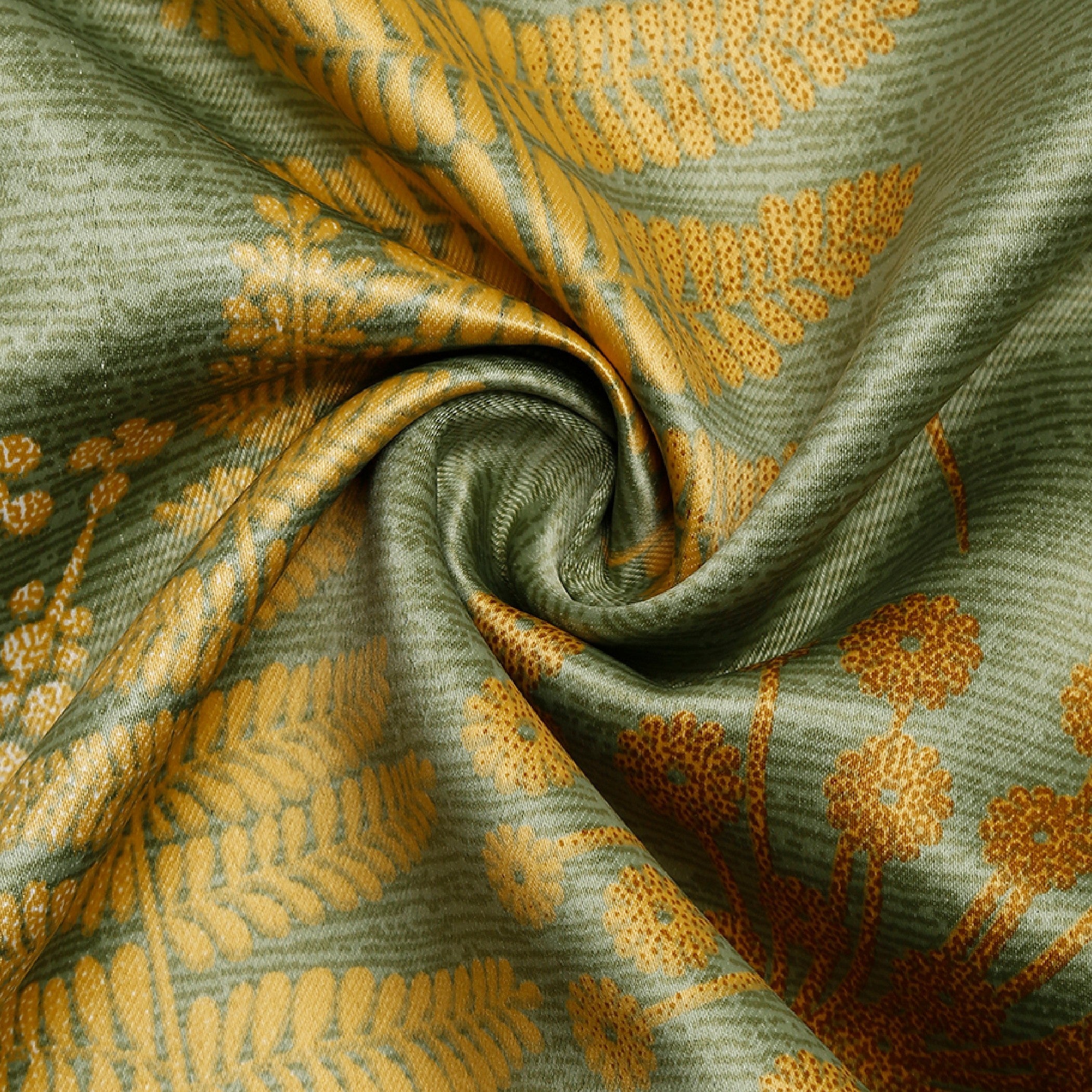Green Botanical Leaf Print Door Curtain – 7.5 ft | Eyelet Style | Nature-Inspired Design