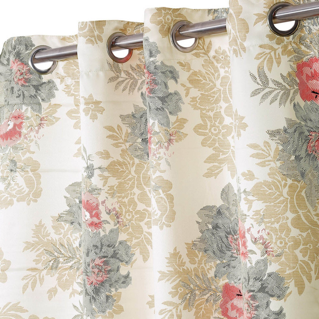 Premium Floral Beige Jacquard Door Curtain