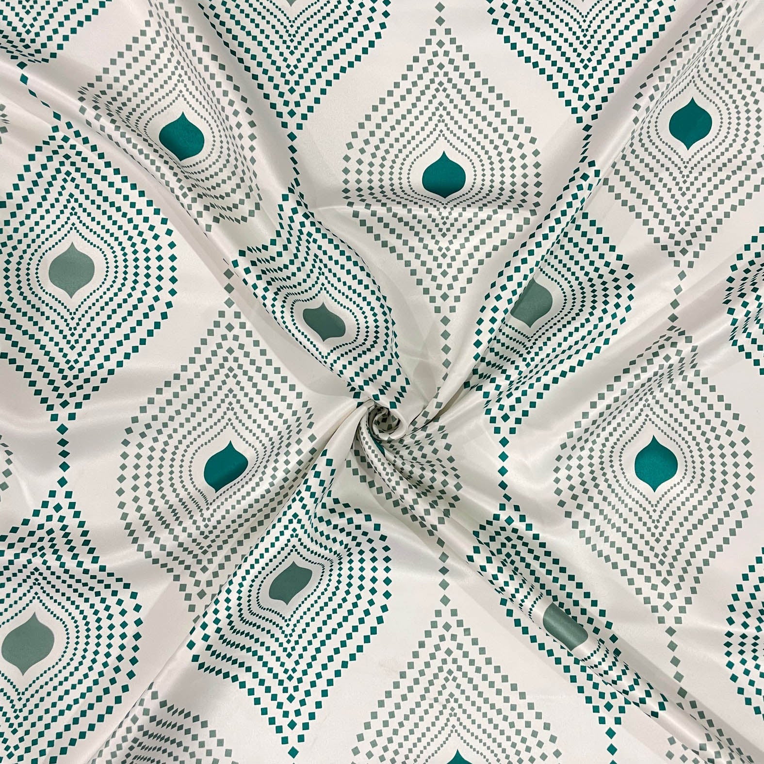Premium Geometric Teal Printed Door Curtain