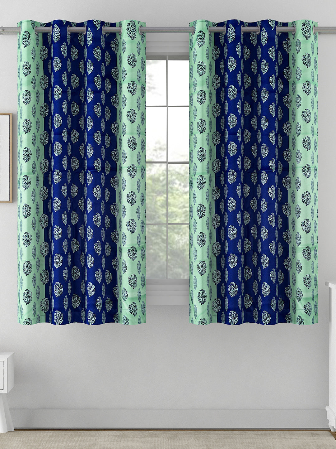 Premium Floral Golden Blackout Door Curtains