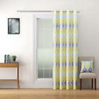 Premium Geometric Blue and Yellow Printed Door Curtain