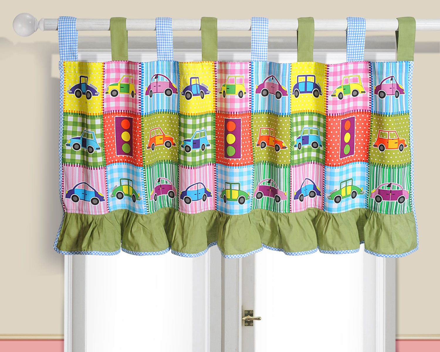 Vroom Vroom Road Trip! Cute Cars & Traffic Lights Window Curtain – Pack of 1