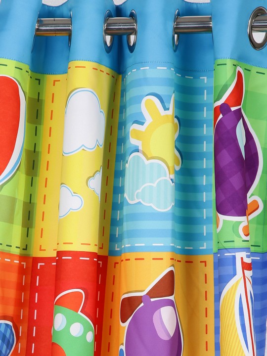 Up In The Sky – Hot Air Balloons & Fun Vehicles Kids Door Curtain – Pack of 2