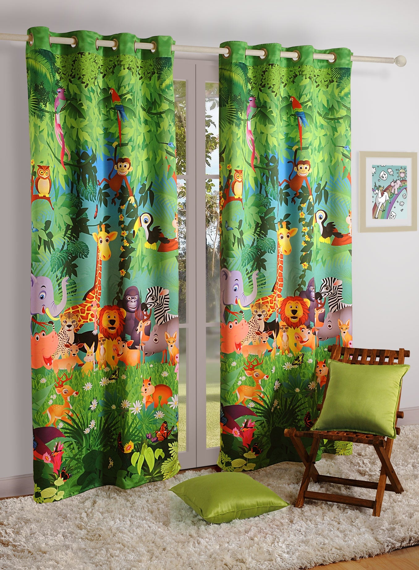 Jungle Safari Animal Party Window Curtain – Pack of 1 Kids Room Décor