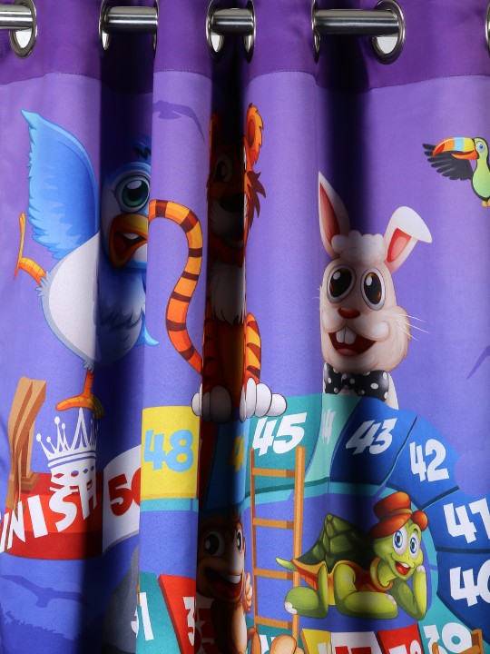 Playful Jungle Snakes & Ladders Theme Kids Window Curtain – Pack of 2