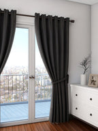Premium Blackout Solid Black Door Curtains – Set of 2