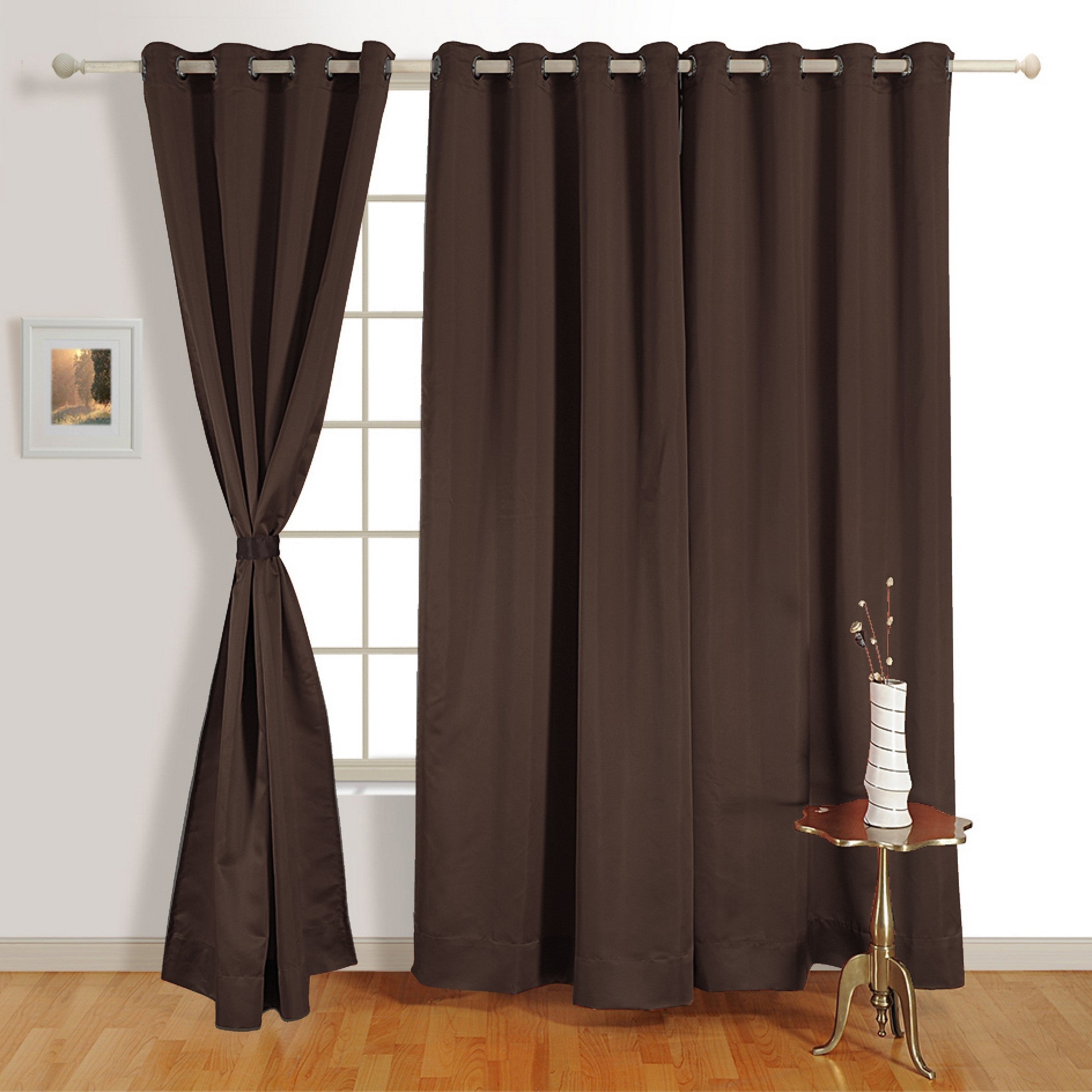 Premium Blackout Solid Chocolate Brown Door Curtains – Set of 2