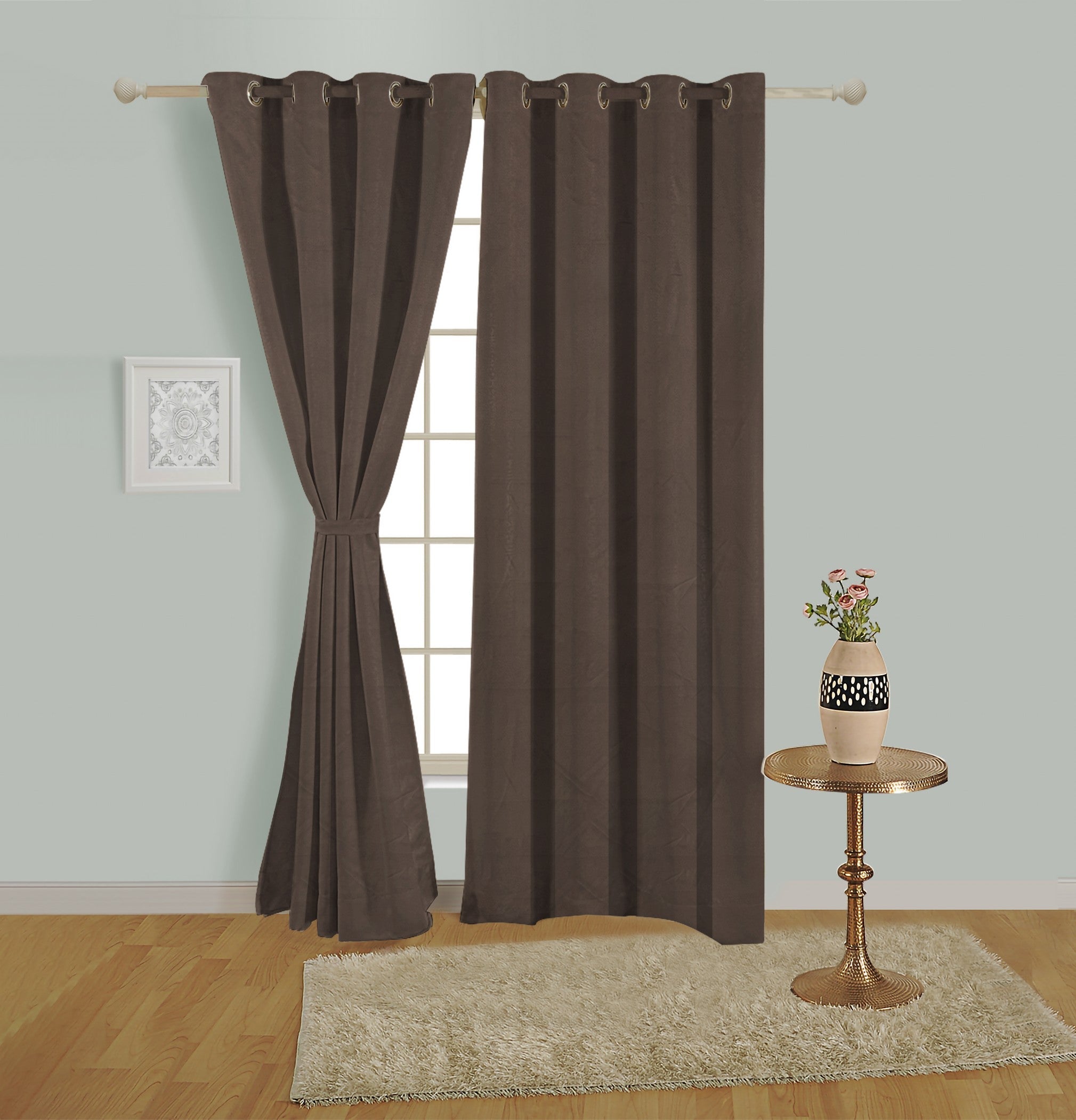 Premium Blackout Solid Chocolate Brown Door Curtains – Set of 2