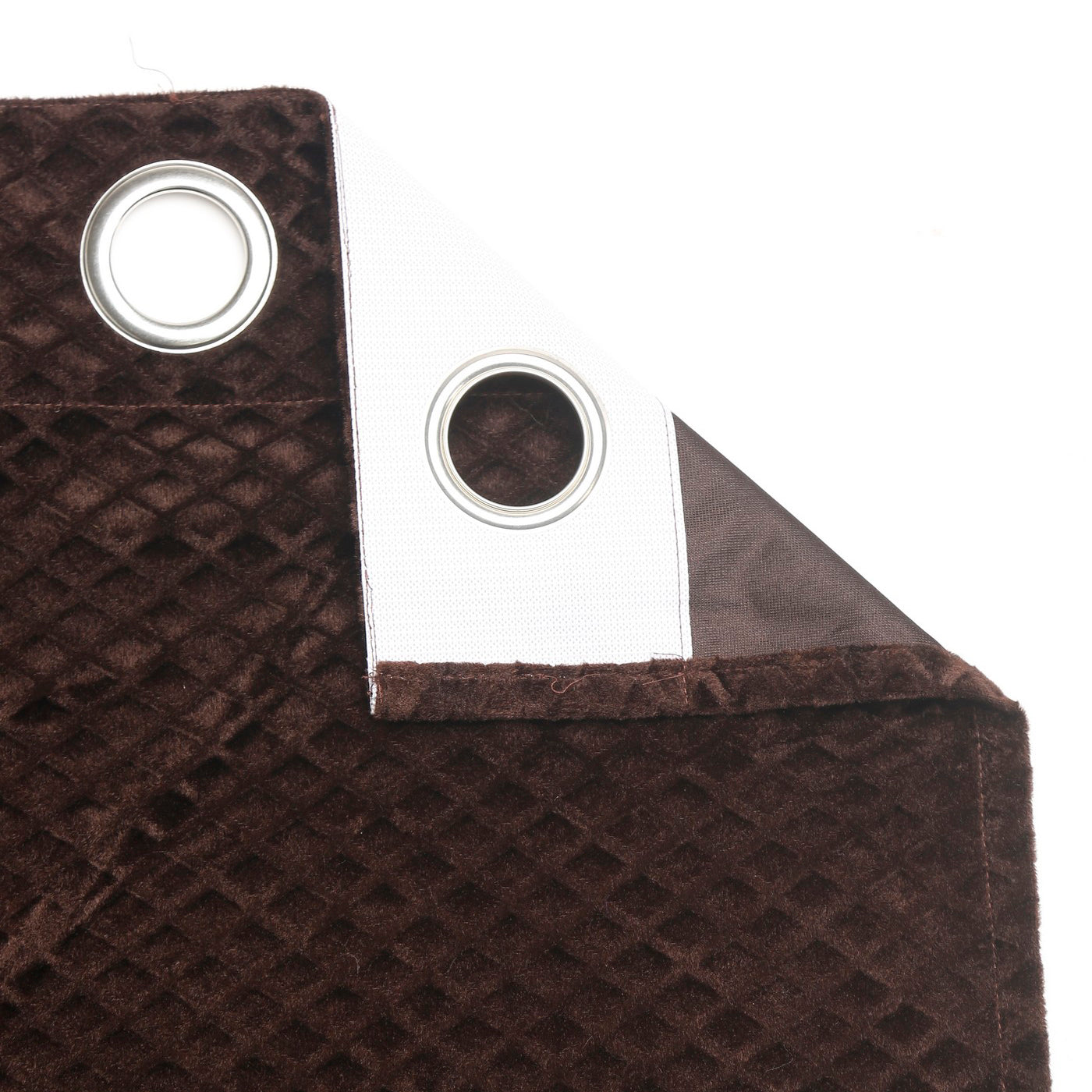 Velvet Geometric Chocolate Brown Door Curtains – Set of 2