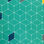 Teal Green Geometric Print 90% Blackout Knit Polyester 7.5 ft Door Curtain Pack of 2