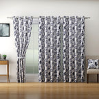 Nature-Inspired Grey Tree Print Door Curtains – Set of 2