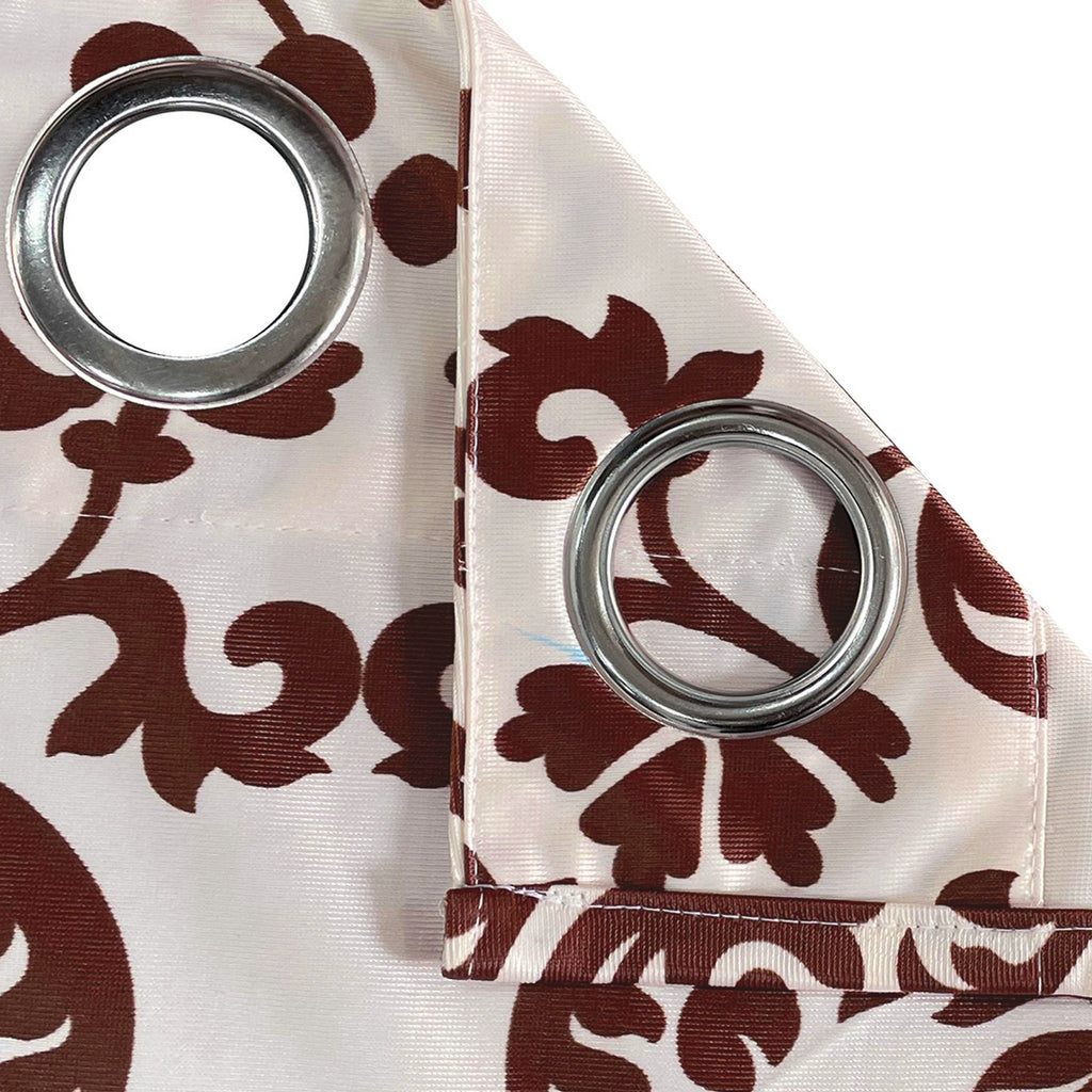 Classic Damask Door Curtains – Brown & White, Set of 2