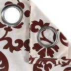 Classic Damask Door Curtains – Brown & White, Set of 2