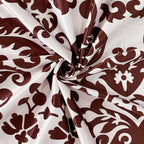 Classic Damask Door Curtains – Brown & White, Set of 2