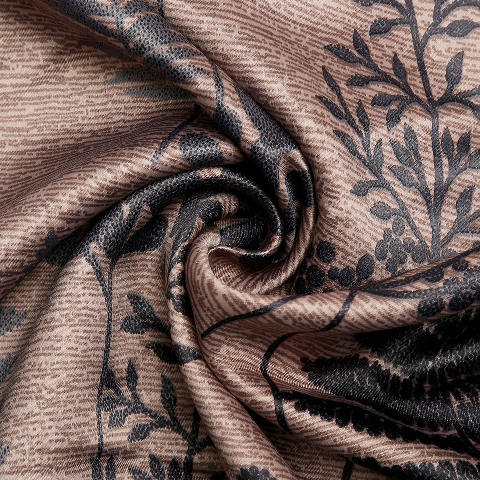 Premium Jacquard Botanical Fern Brown Door Curtains – Set of 2