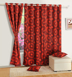 Premium Geometric Red Jacquard Door Curtains – Set of 2