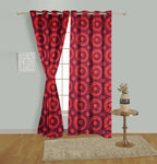 Premium Geometric Red Jacquard Door Curtain