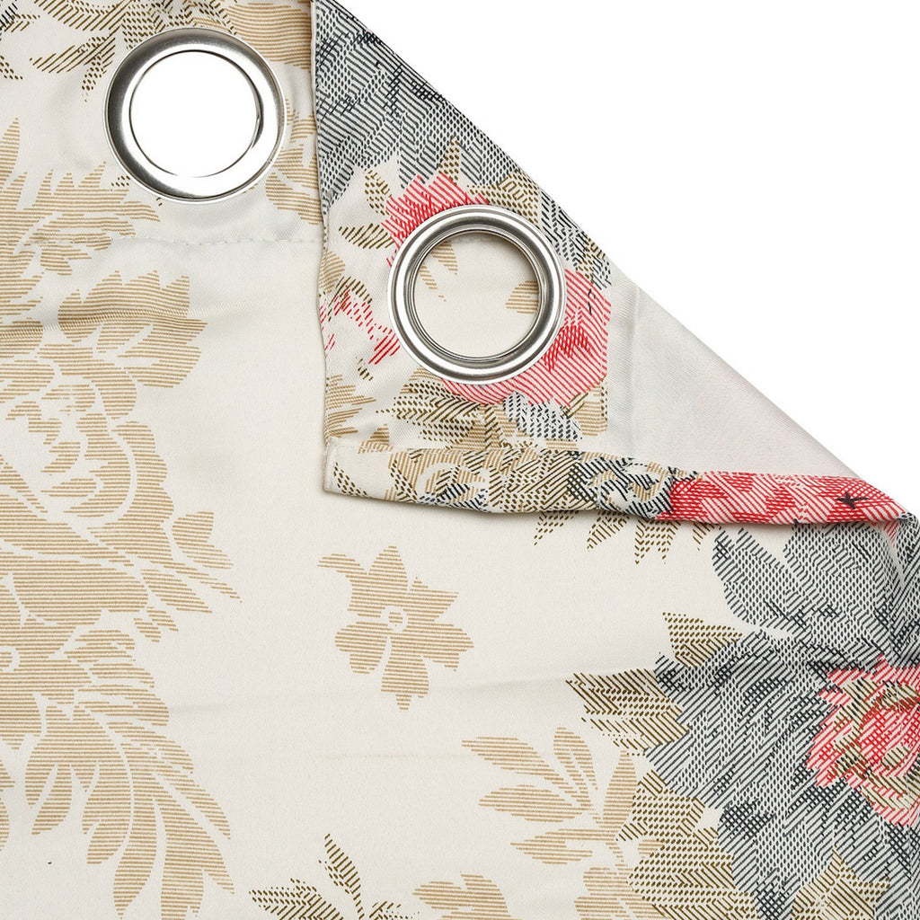 Premium Floral Beige Jacquard Door Curtains – Set of 2