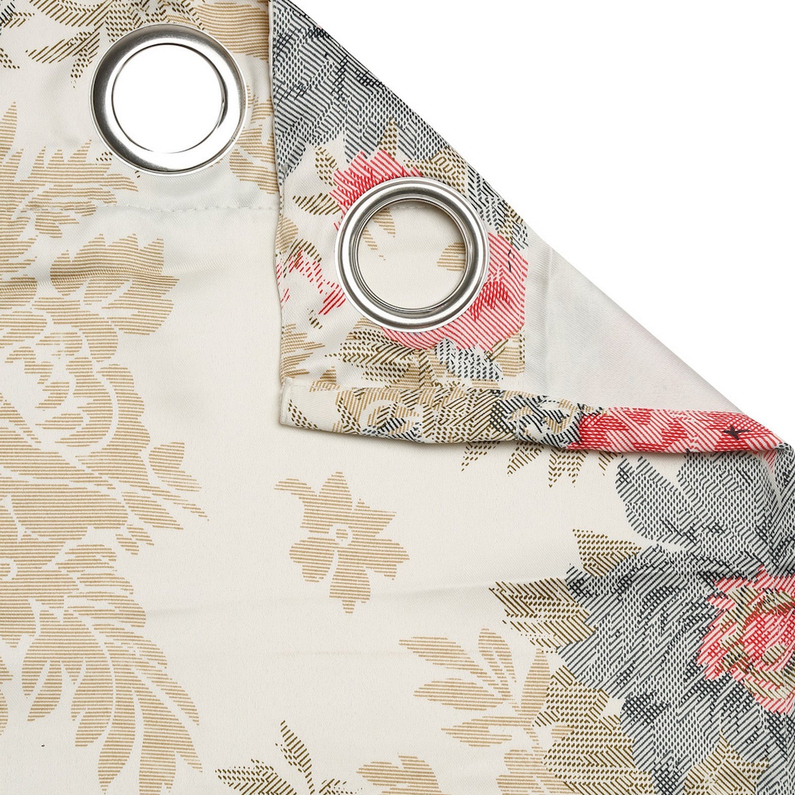 Premium Floral Beige Jacquard Door Curtains – Set of 2