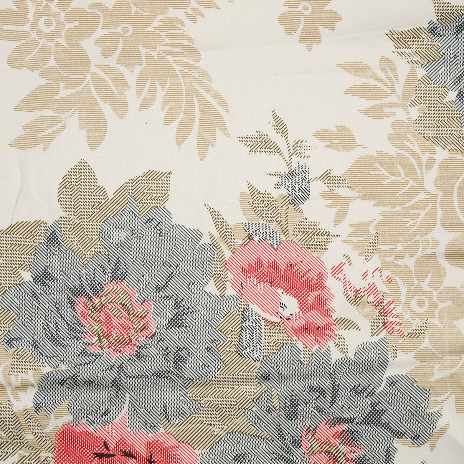 Premium Floral Beige Jacquard Door Curtains – Set of 2