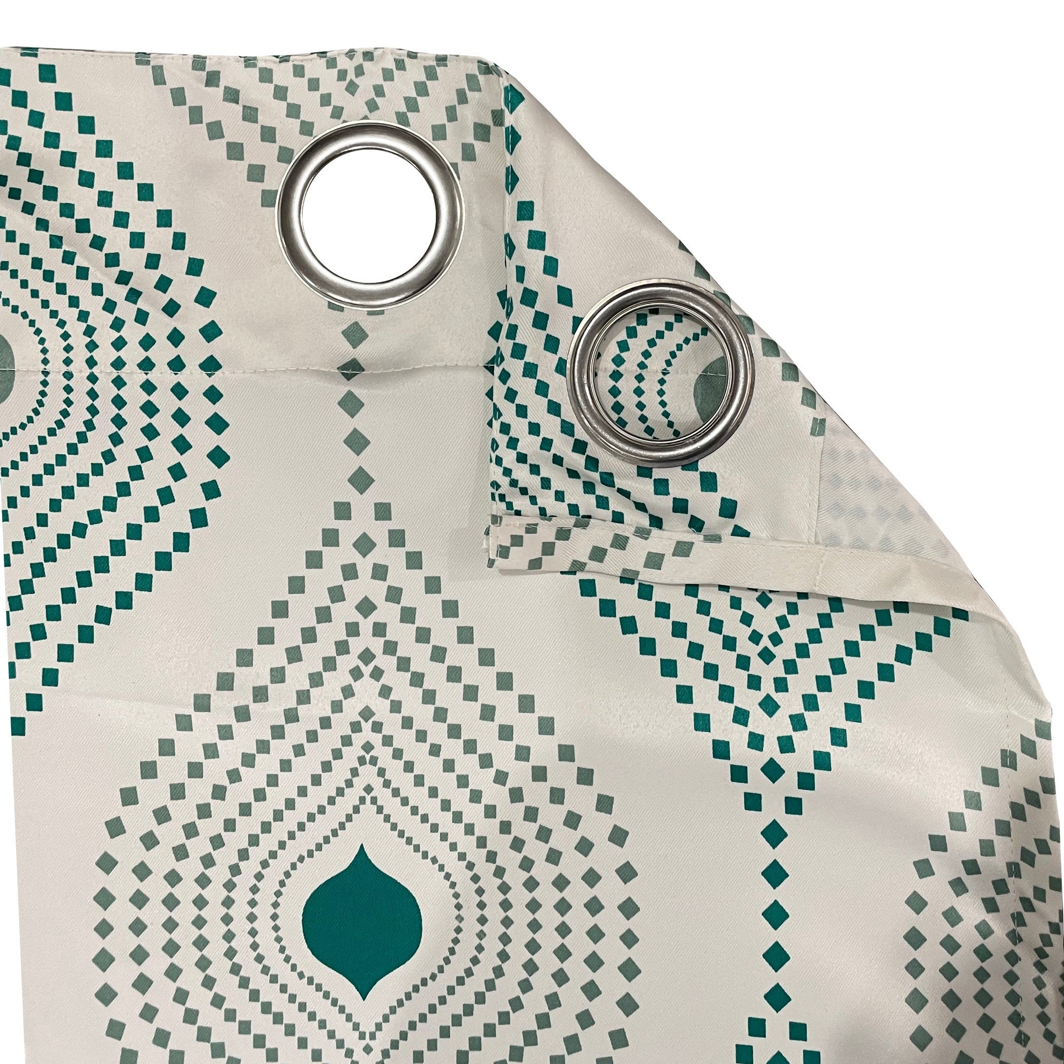 Premium Geometric Teal Printed Door Curtains – Set of 2