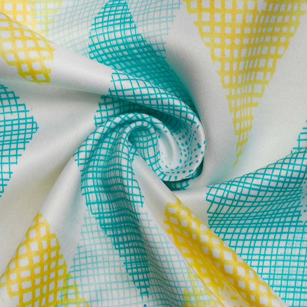 Premium Geometric Blue and Yellow Printed Door Curtains – Set of 2