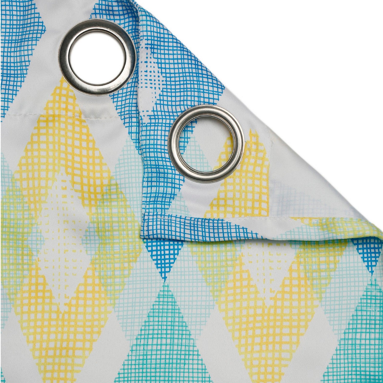 Premium Geometric Blue and Yellow Printed Door Curtains – Set of 2