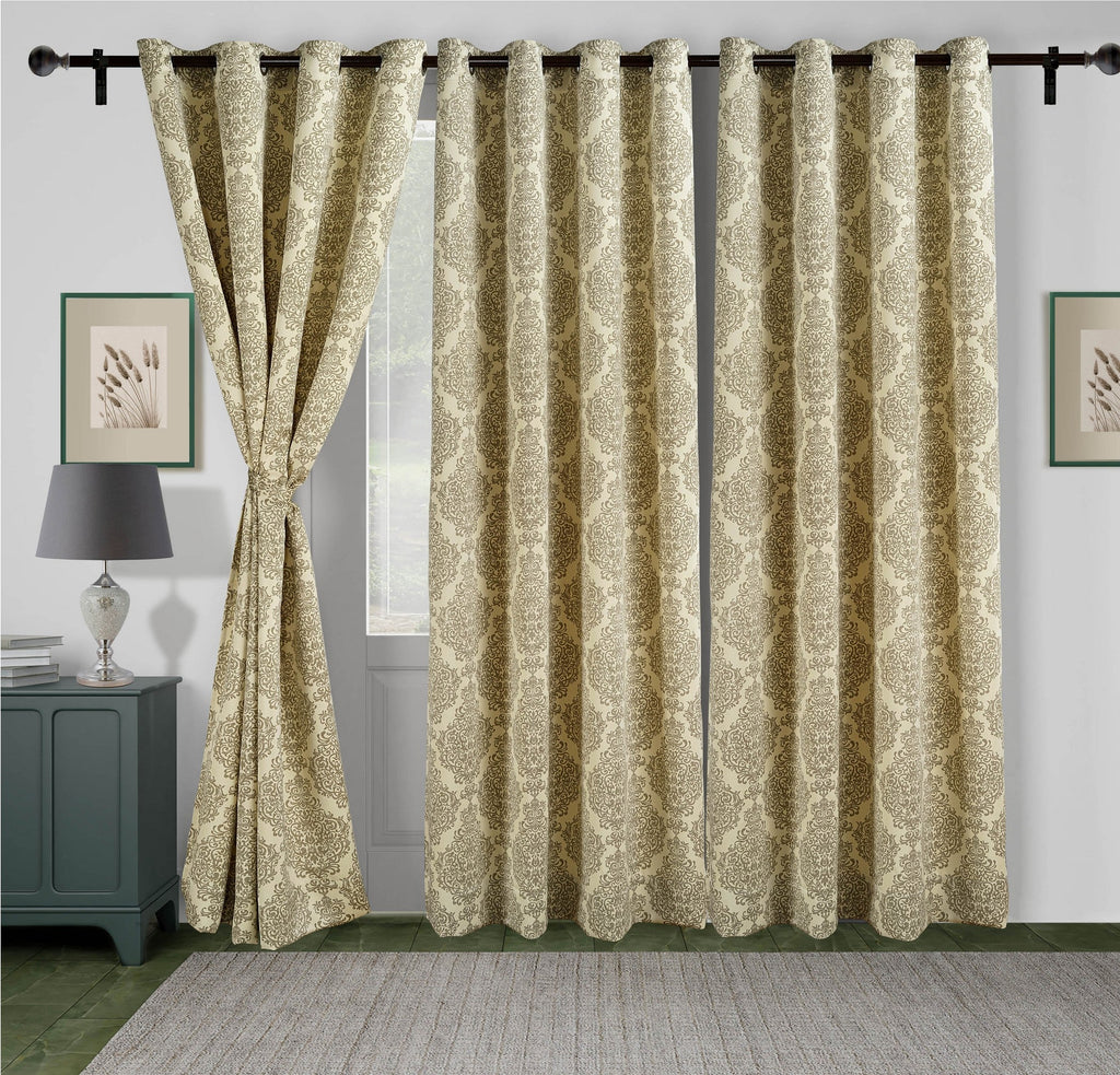 Premium Beige Printed Door Curtains – Set of 2
