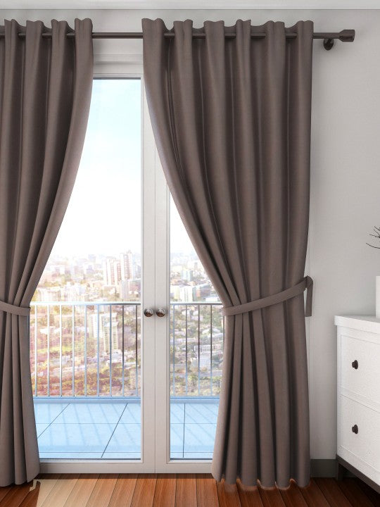 Premium Blackout Solid Chocolate Brown Long Door Curtains