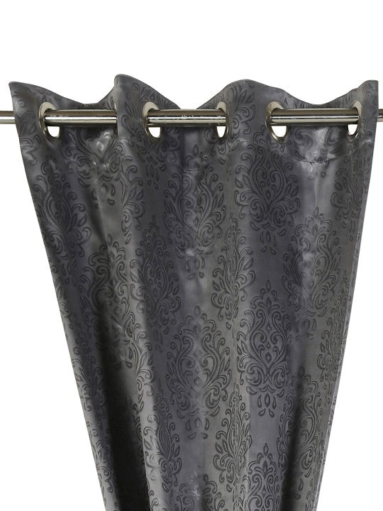 Jacquard Damask Charcoal Grey Long Door Curtains