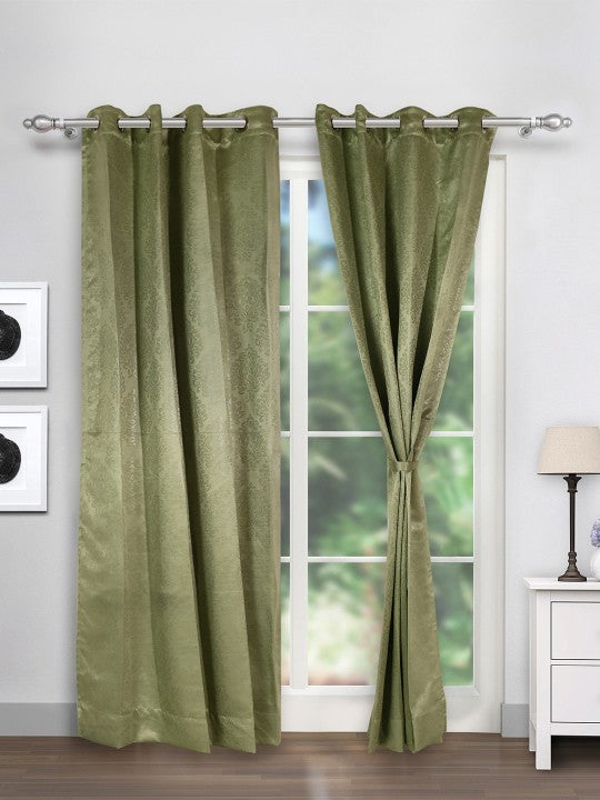 Jacquard Damask Mint Green Long Door Curtains