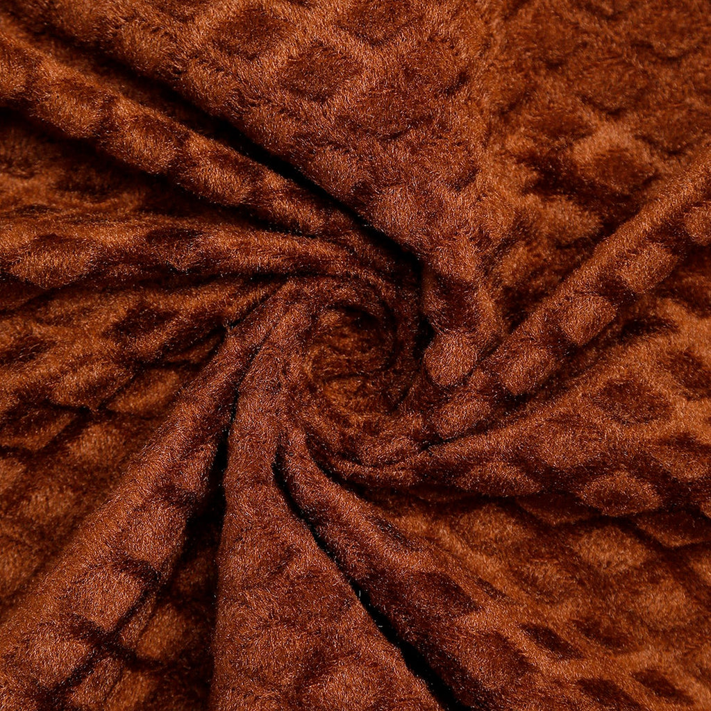 Velvet Geometric Brown Long Door Curtains