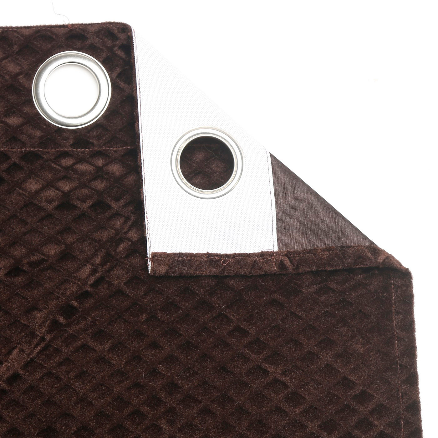 Velvet Geometric Chocolate Brown Long Door Curtains