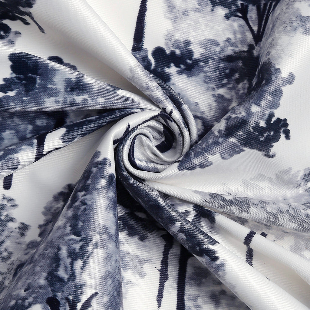 Nature-Inspired Grey Tree Print Long Door Curtains
