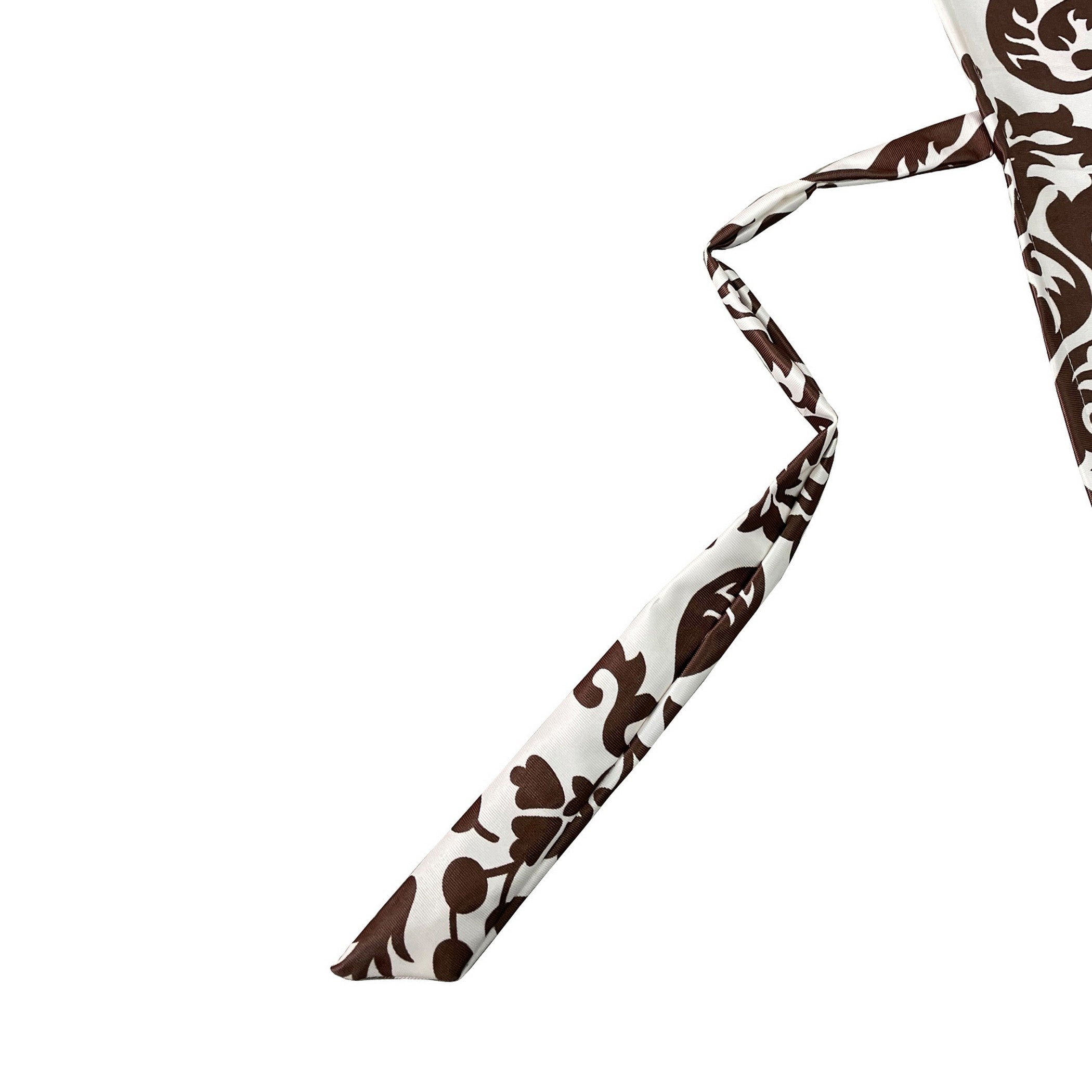 Classic Damask Long Door Curtains – Brown & White2