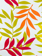 Yellow Multicolor Leaf Motif Long Door Curtain – 9 ft | Eyelet Style | Fresh Botanical Design