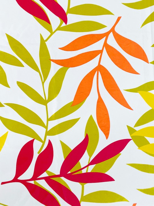 Yellow Multicolor Leaf Motif Long Door Curtain – 9 ft | Eyelet Style | Fresh Botanical Design