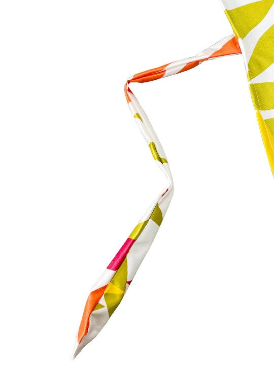 Yellow Multicolor Leaf Motif Long Door Curtain – 9 ft | Eyelet Style | Fresh Botanical Design