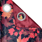 Maroon Leaf Border Long Door Curtain – 9 ft | Eyelet Style | Rich Dual-Tone Design