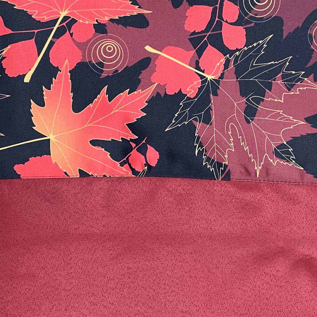 Maroon Leaf Border Long Door Curtain – 9 ft | Eyelet Style | Rich Dual-Tone Design
