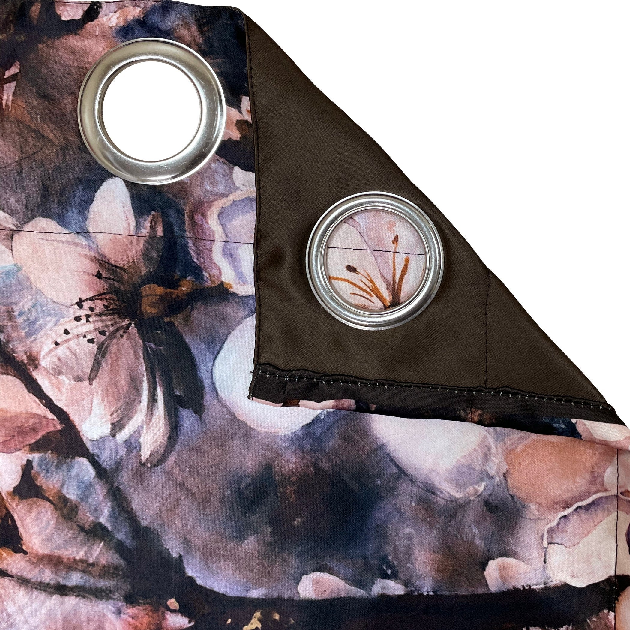 Brown Floral Top Border Long Door Curtain – 9 ft | Eyelet Style | Elegant Dual-Tone Design