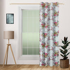 English Rose Floral Cotton Long Door Curtain for Bright and Elegant Spaces