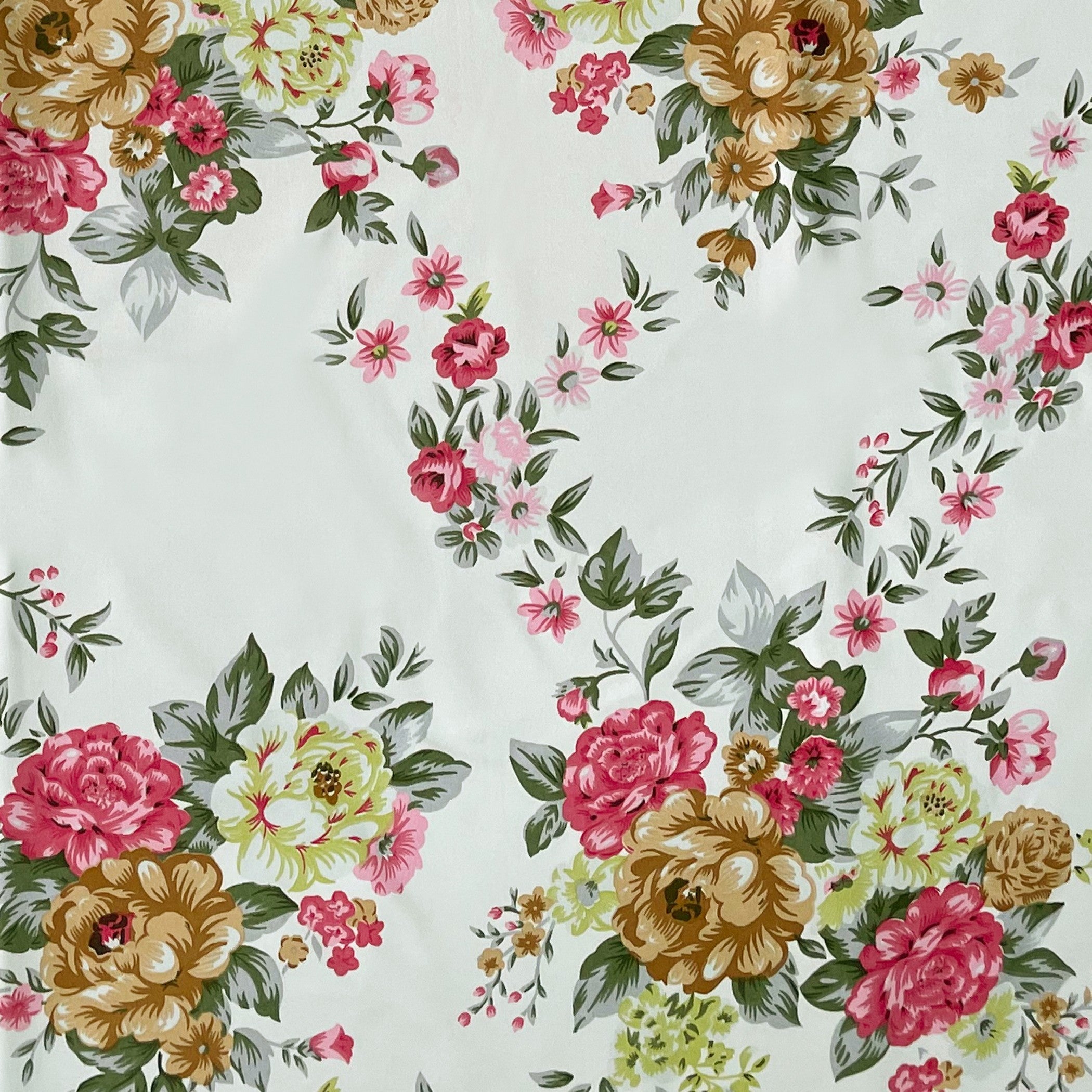 English Rose Floral Cotton Long Door Curtain for Bright and Elegant Spaces