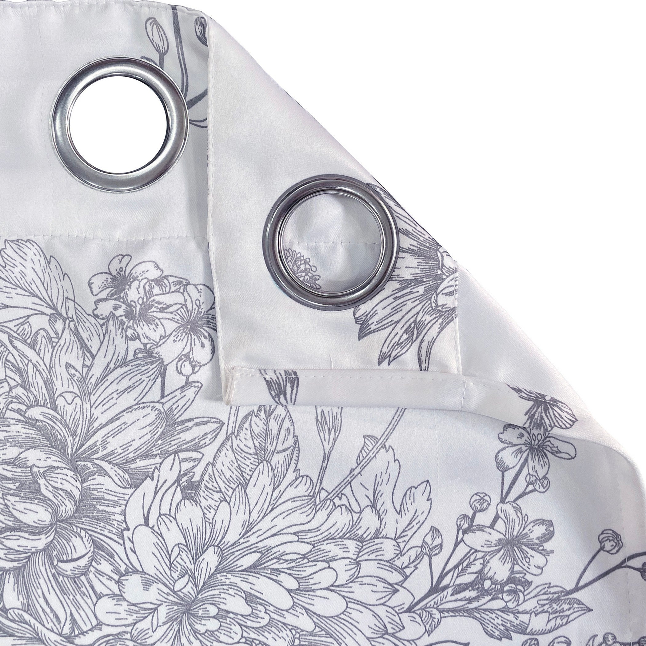 Elegant Cotton Botanical Sketch Grey Long Door Curtain